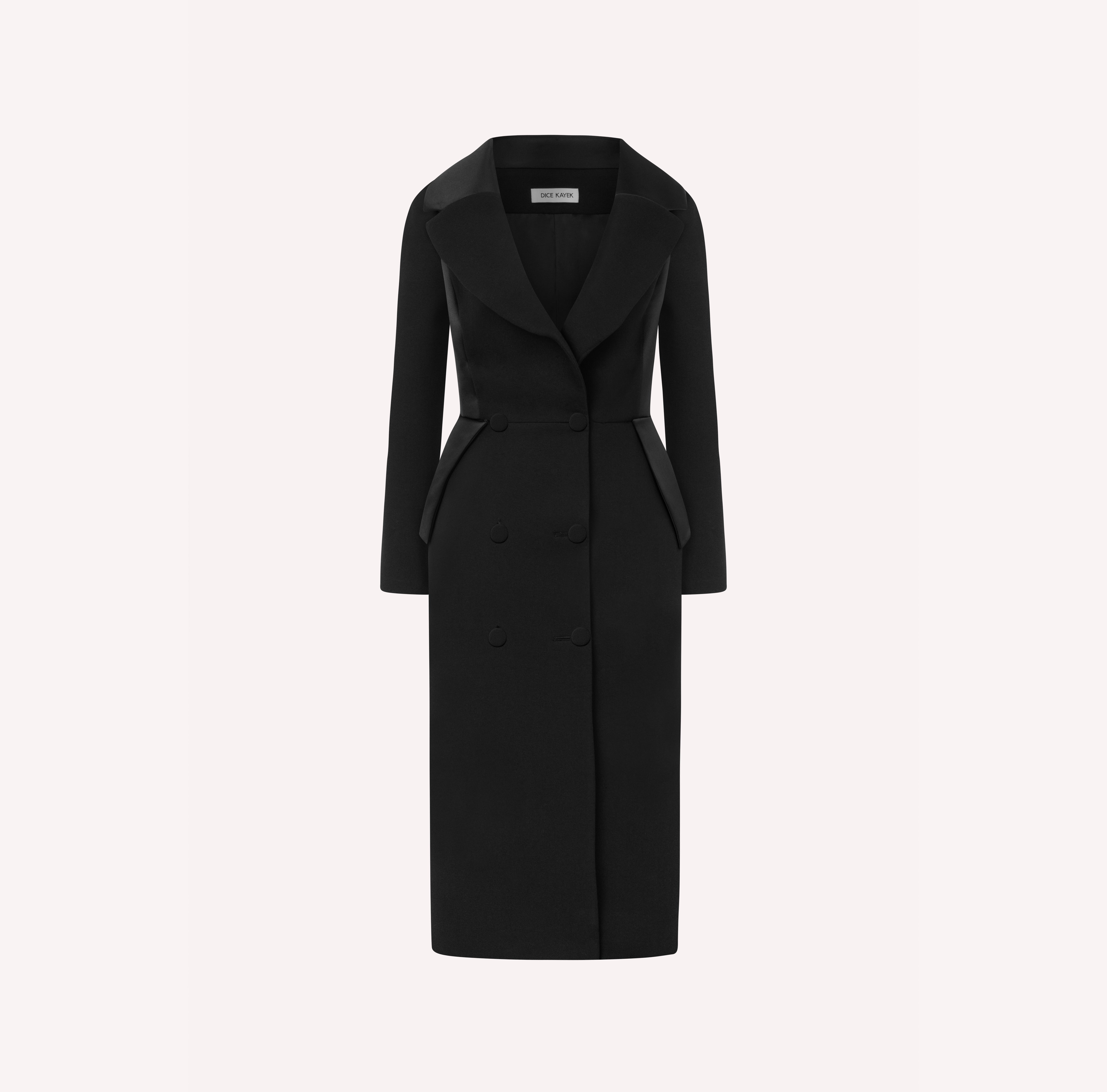 knee length dresses for ladies Double-Breasted Midi Black Dress