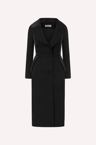 DICE KAYEK ブラックコート Double-Breasted Midi Black Dress – Dice Kayek