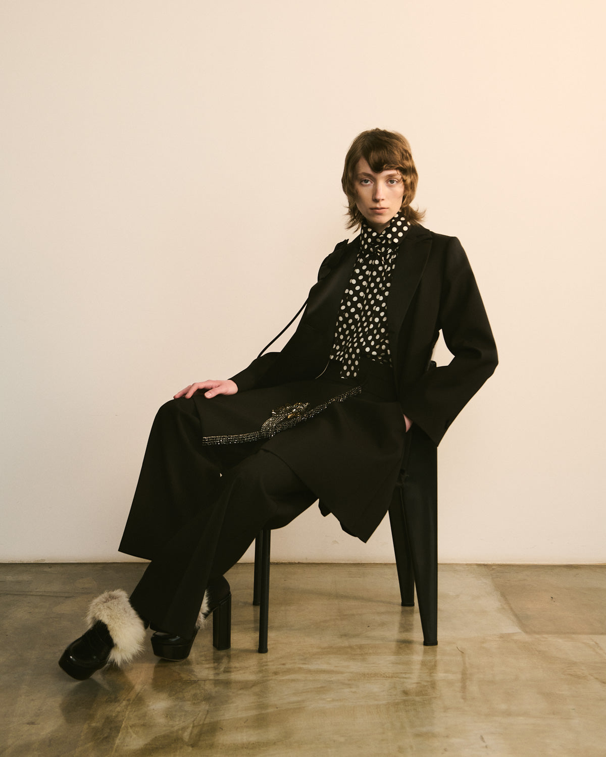 Double-Breasted Jacket with Rose Detail