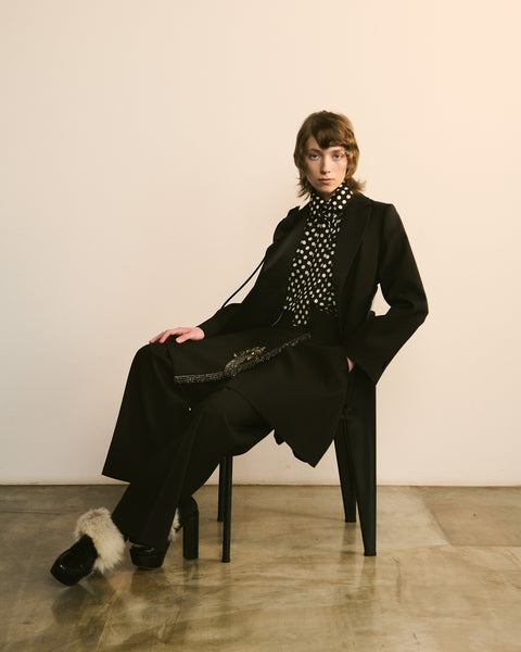 Double-Breasted Jacket with Rose Detail