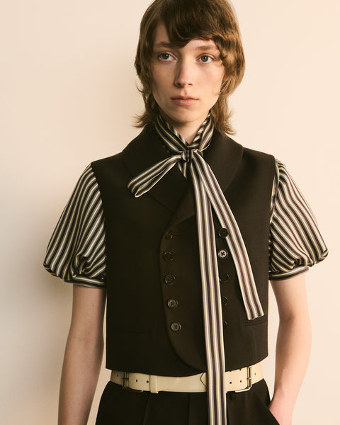 Brown Striped Silk Shirt