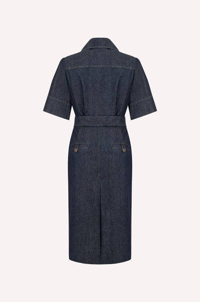 Belted Chambray Midi Shirt Dress