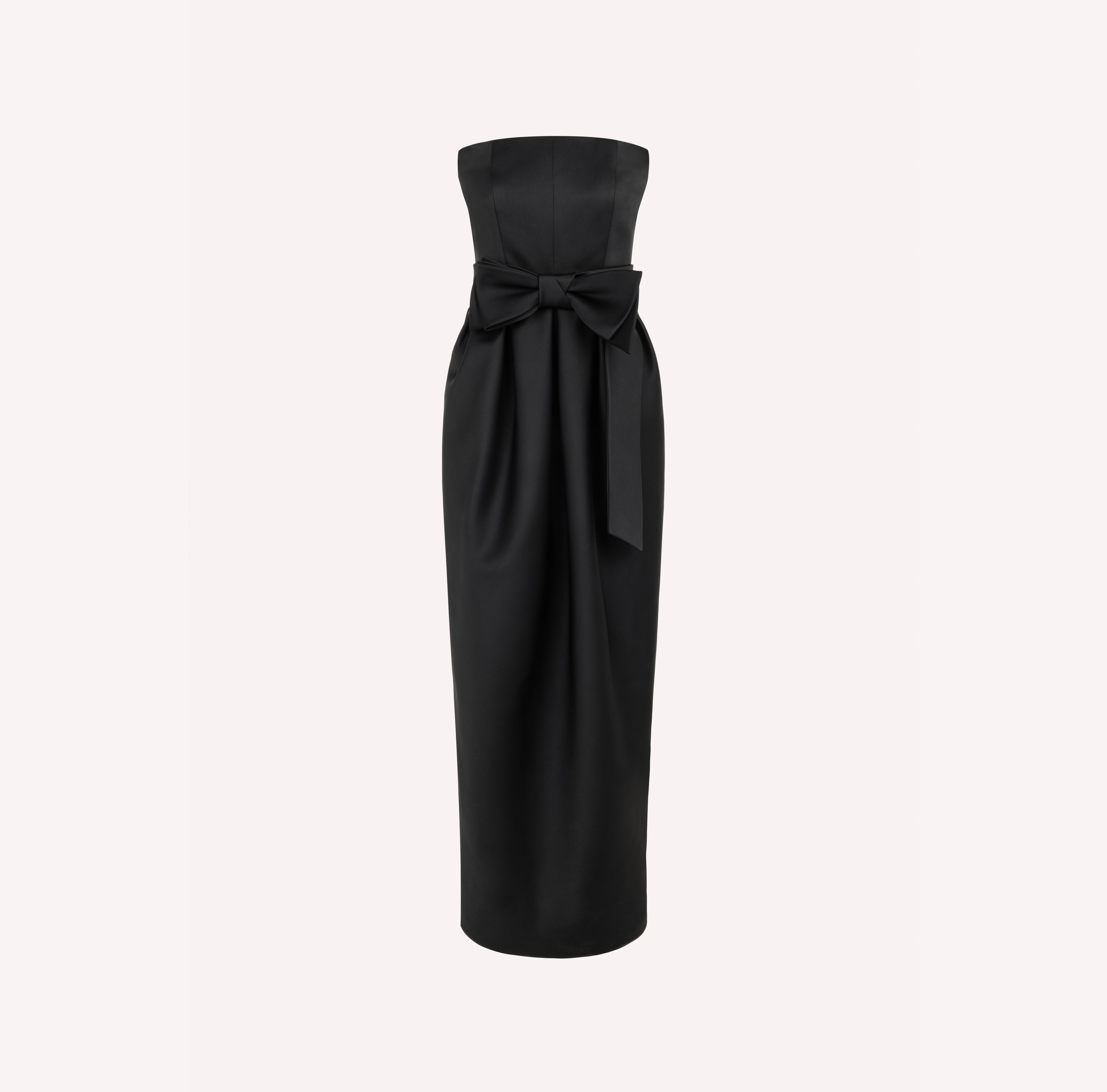 Strapless Bow-Detail Satin Gown