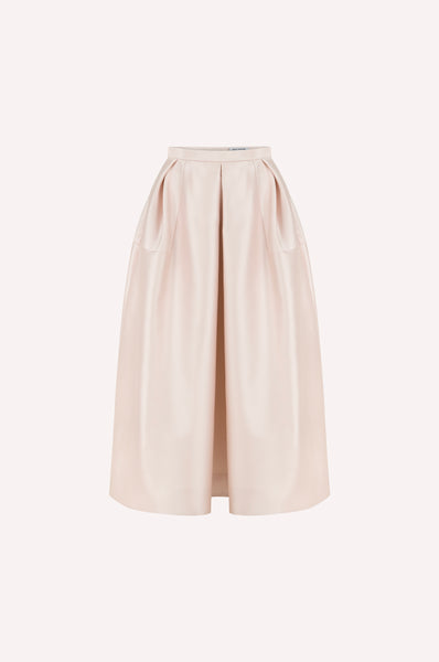 Signature Sculptural Satin Midi Skirt