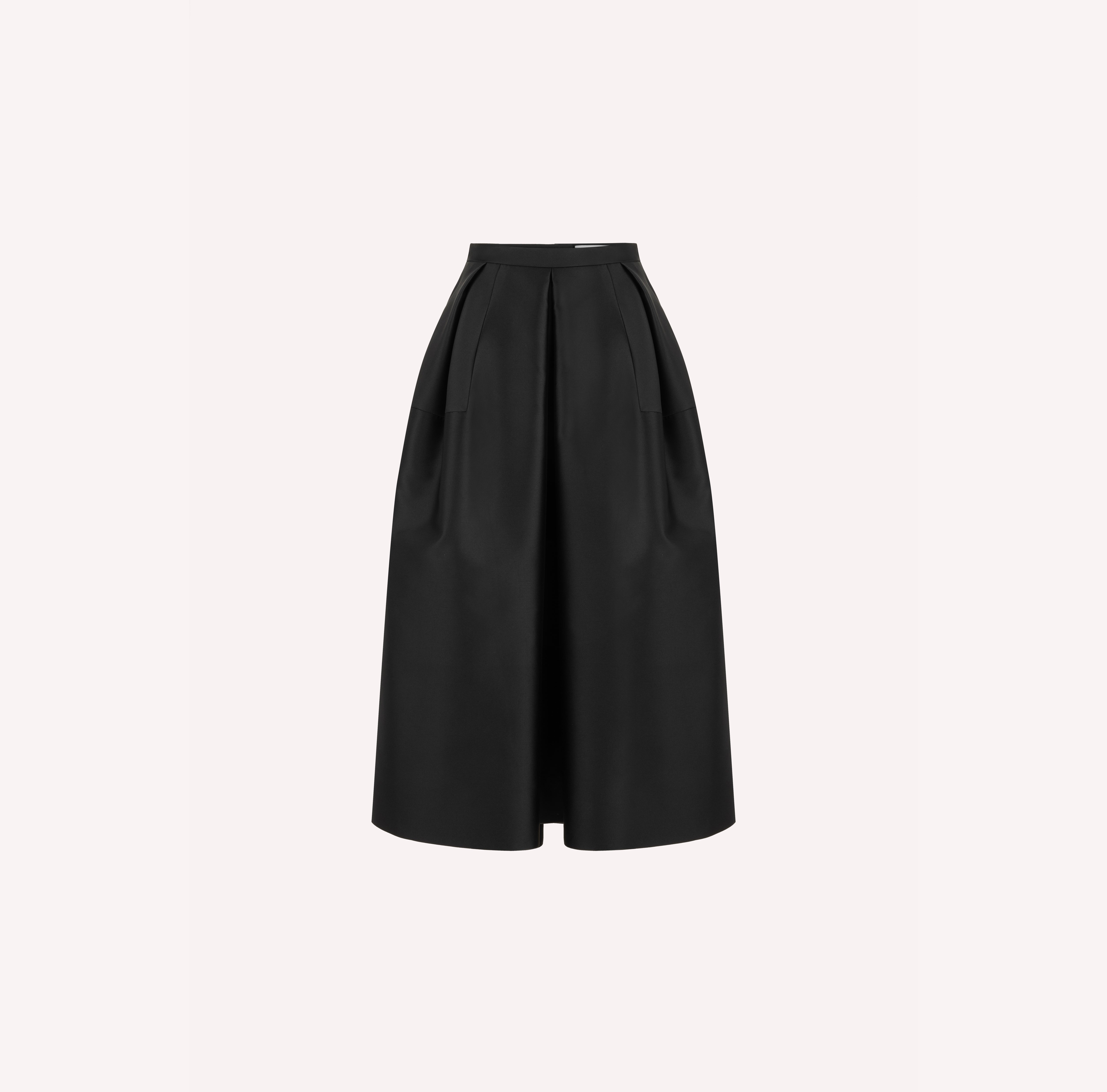 Signature Sculptural Satin Midi Skirt
