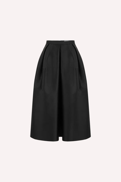 Signature Sculptural Satin Midi Skirt