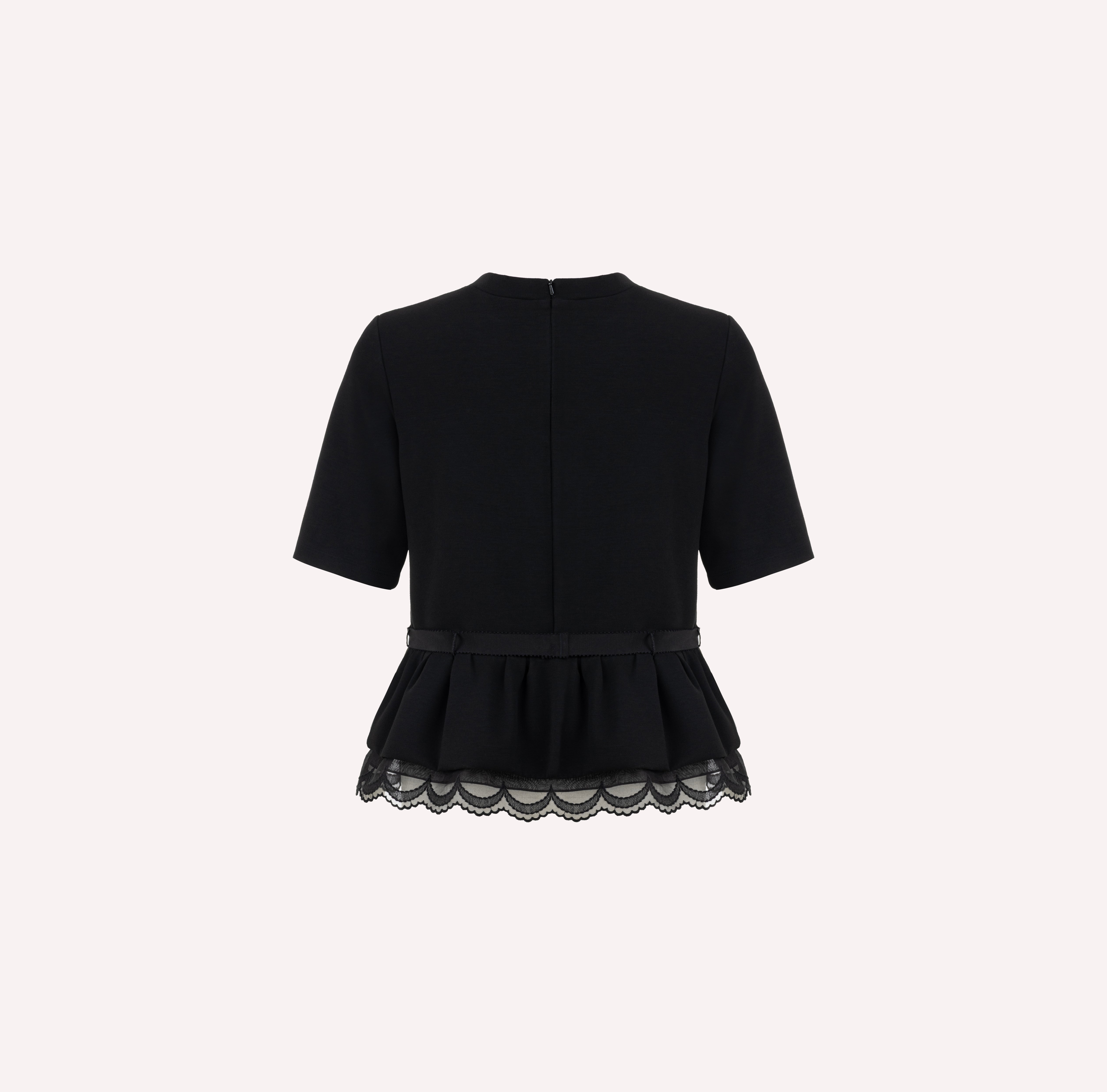 Sweatshirt with Lace Hem and Bow Detail