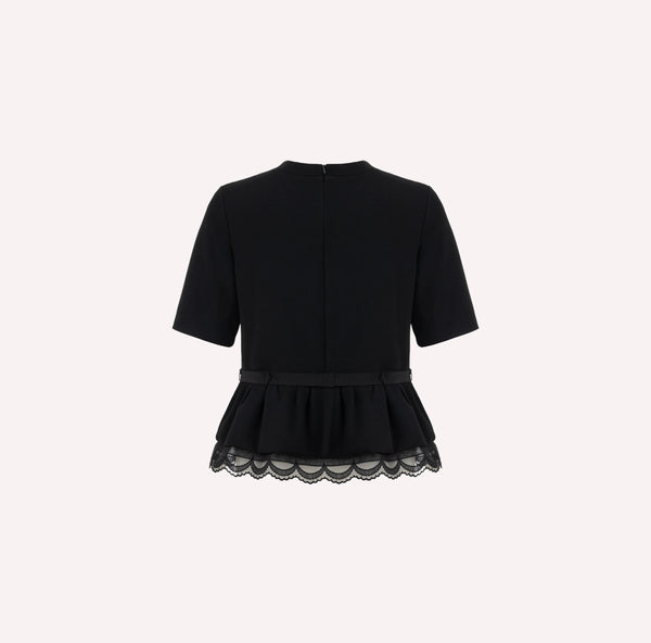 Sweatshirt with Lace Hem and Bow Detail