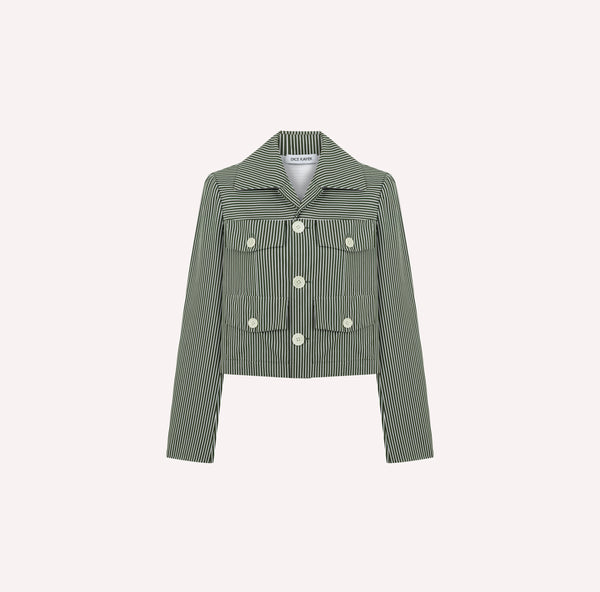 Striped Cotton Jacket with Contrast Buttons