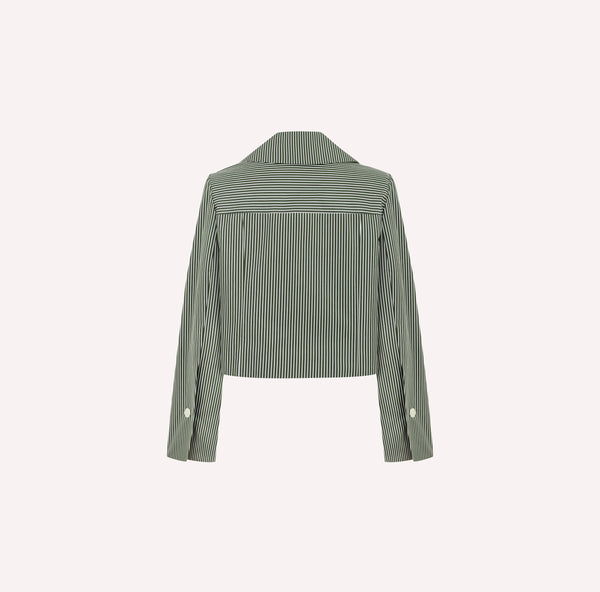 Striped Cotton Jacket with Contrast Buttons
