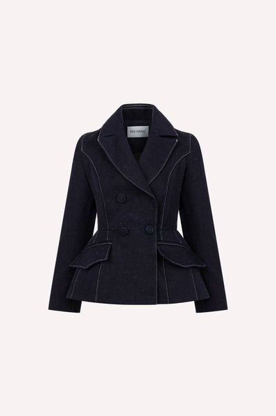 Hourglass Denim Blazer with Contrast Stitching