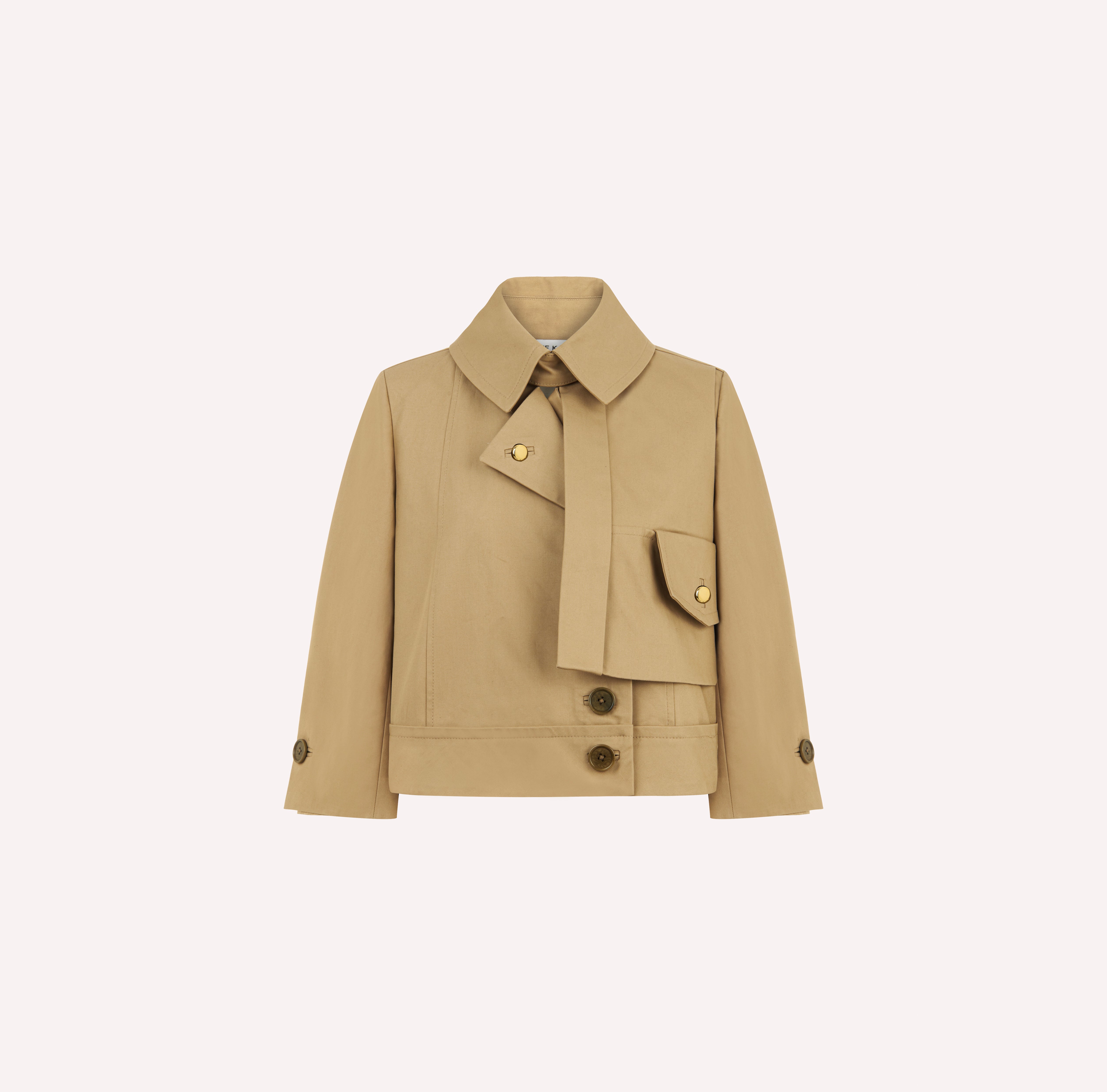 Pleated Back Cropped Trench Jacket