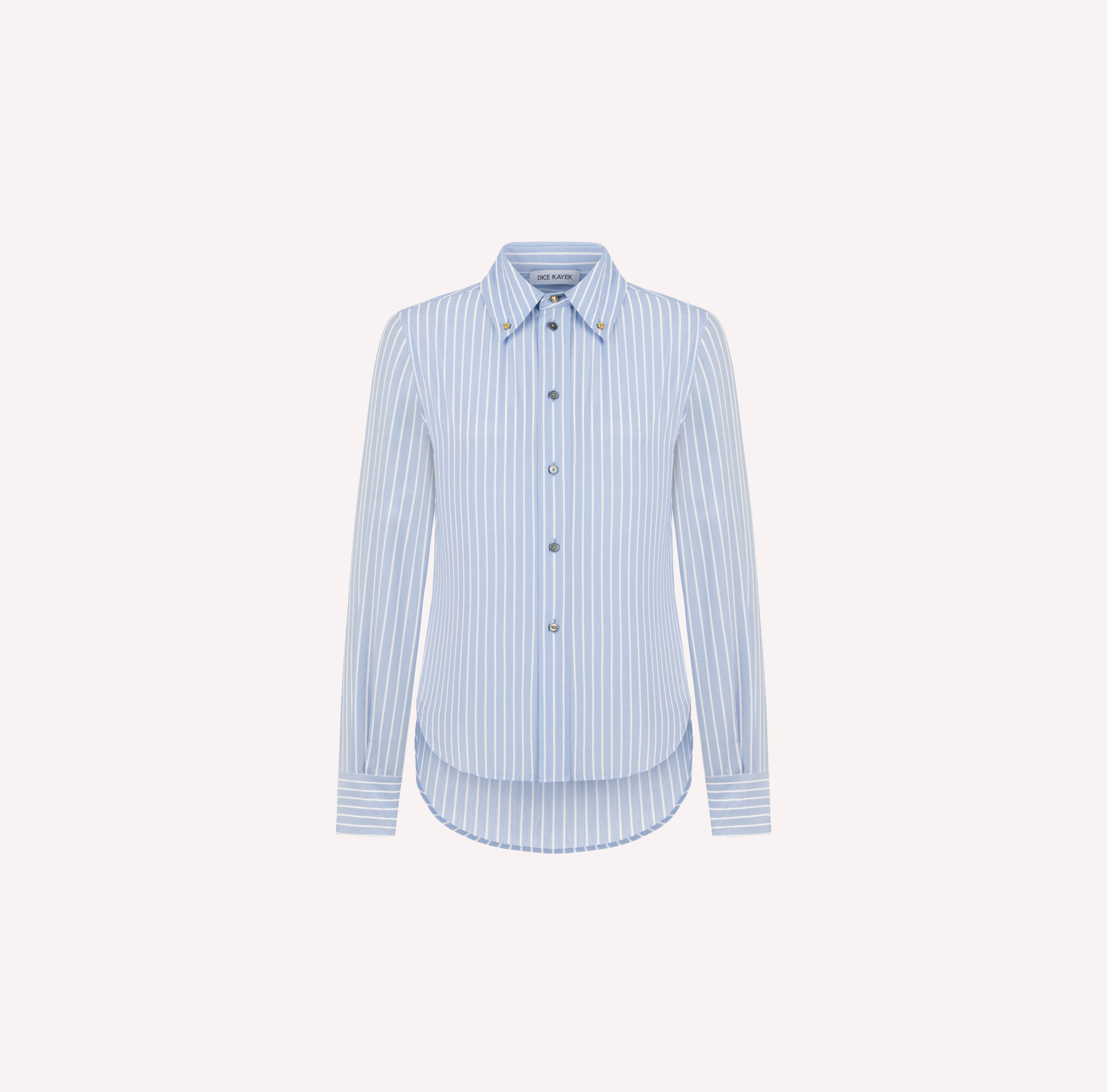 Striped Cotton Shirt with Gold Button Detailing