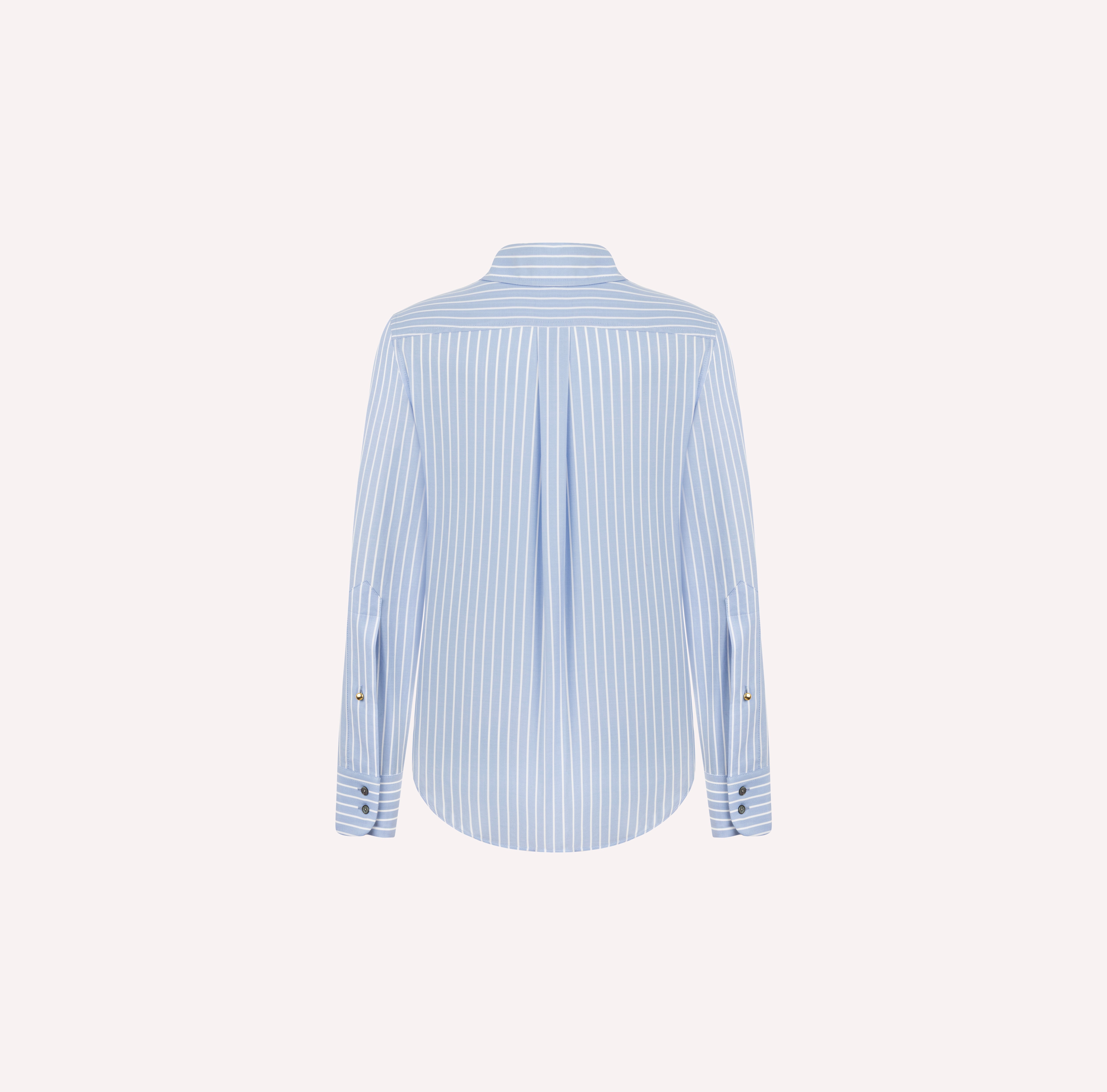 Striped Cotton Shirt with Gold Button Detailing