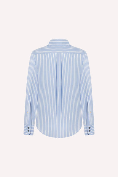 Striped Cotton Shirt with Gold Button Detailing