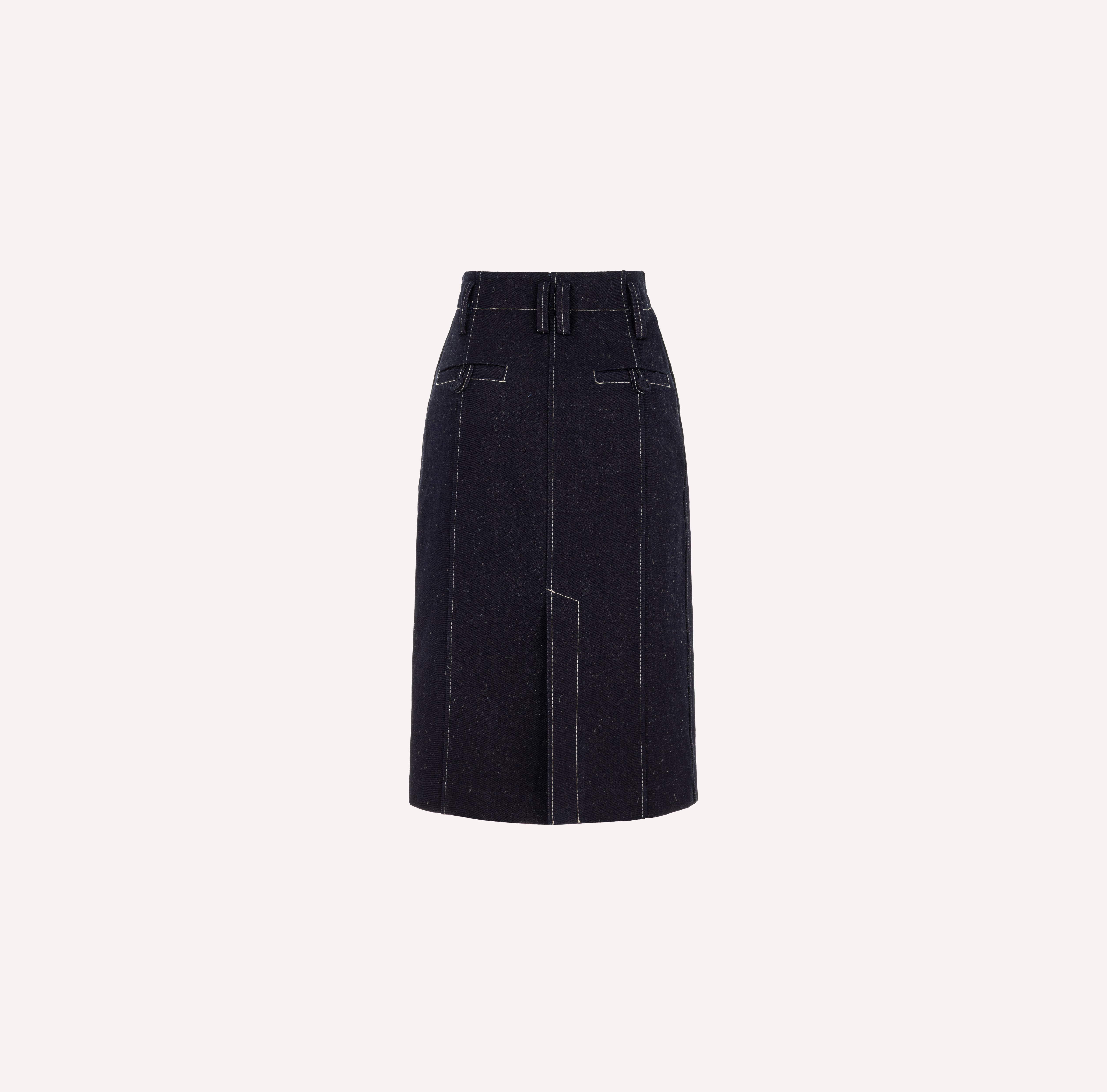 Midi Pencil Skirt with Contrast Stitching