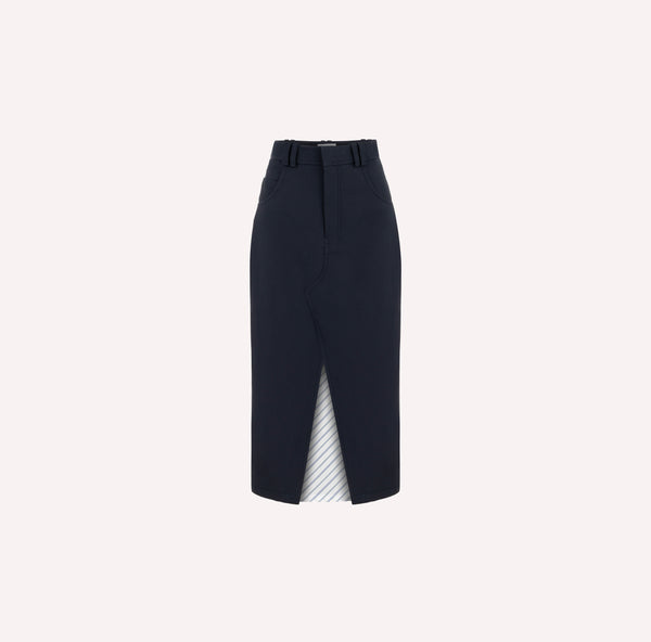 Cotton Midi Skirt with Front Slit