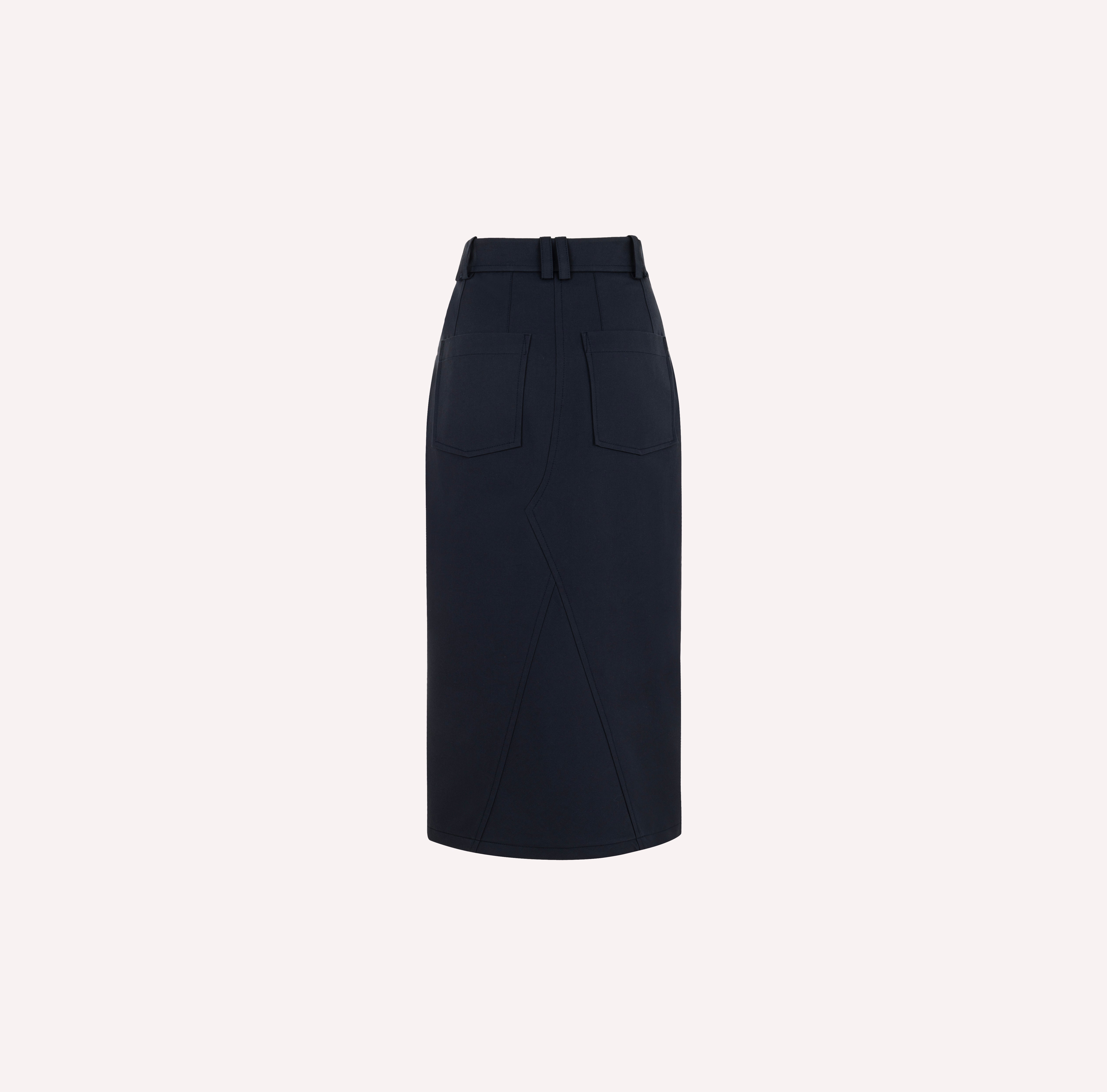 Cotton Midi Skirt with Front Slit