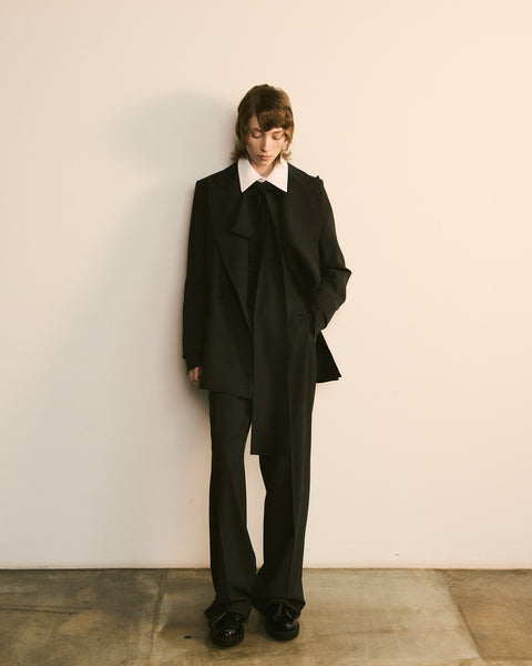 Wool Shirt with Contrast Collar