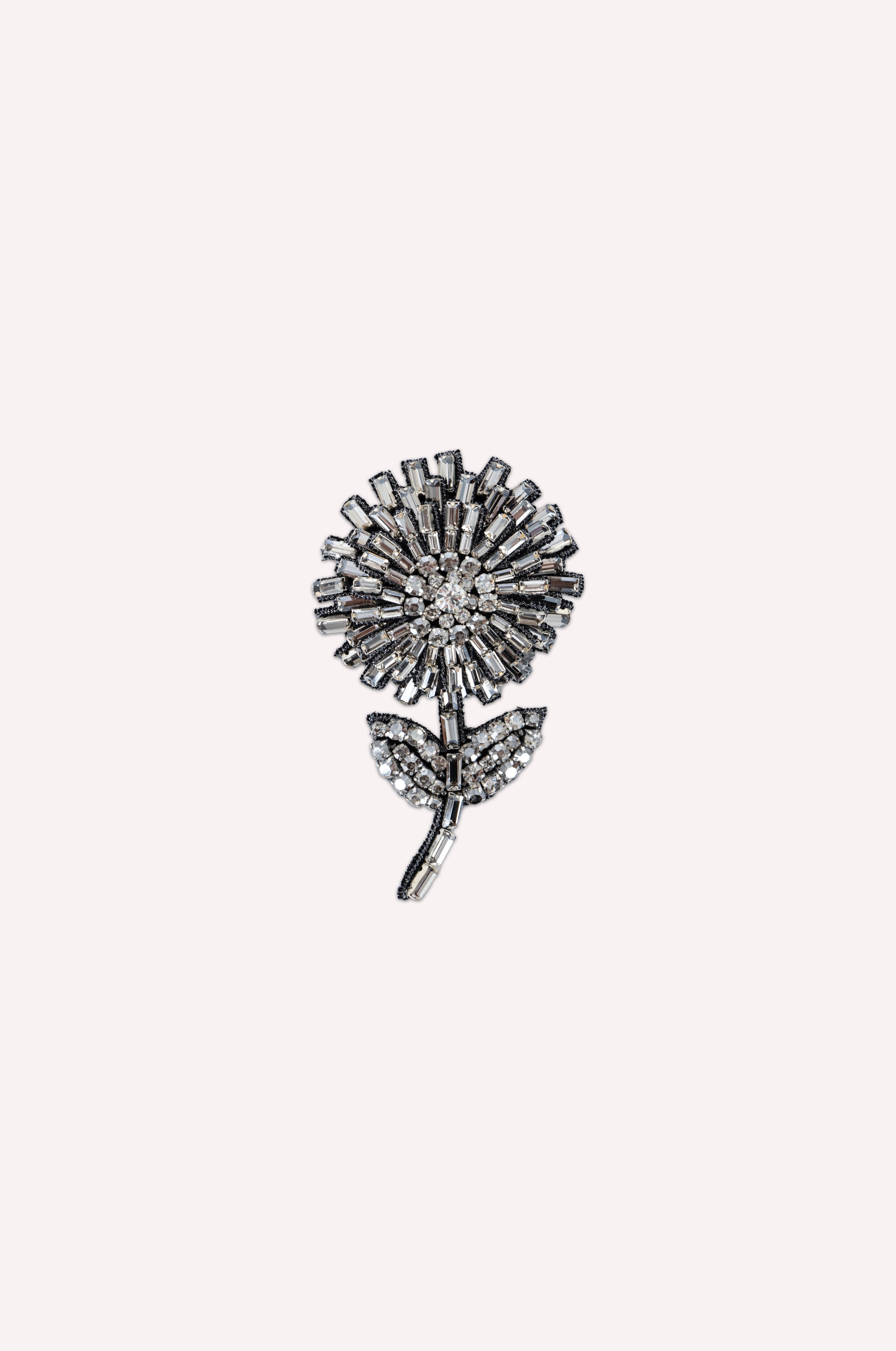Crystal-Embellished Flower Brooch
