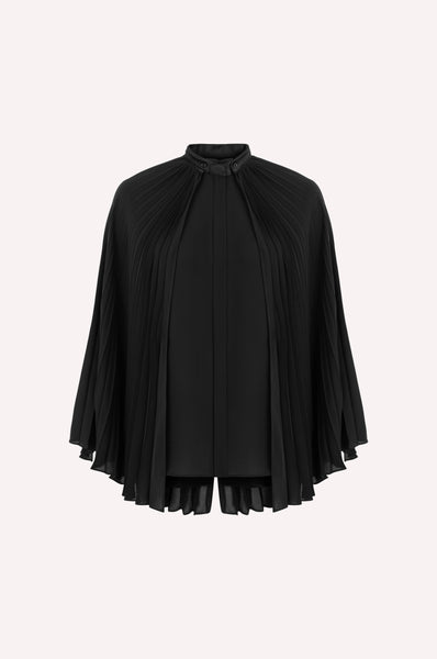 Plissé Caped Blouse