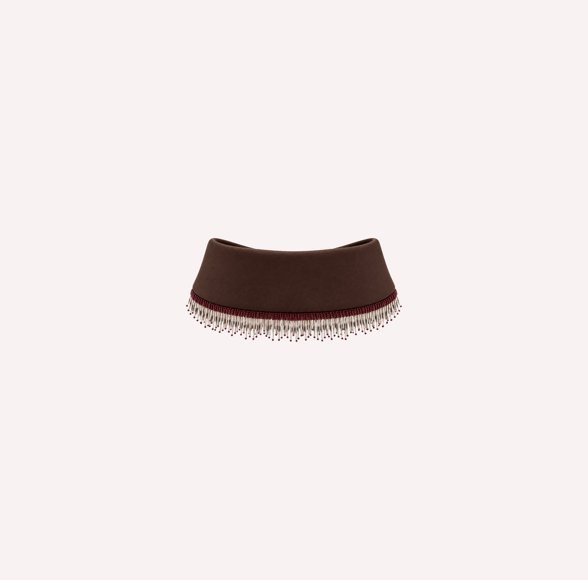 Handcrafted Brown Embellished Collar with Beaded Fringe