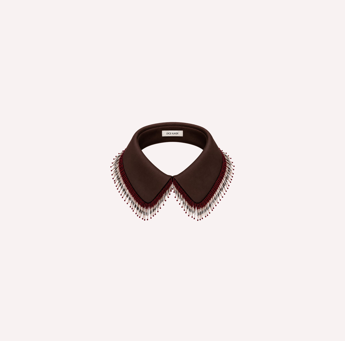 Handcrafted Brown Embellished Collar with Beaded Fringe