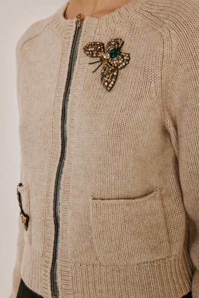 Crystal-Embellished Butterfly Brooch