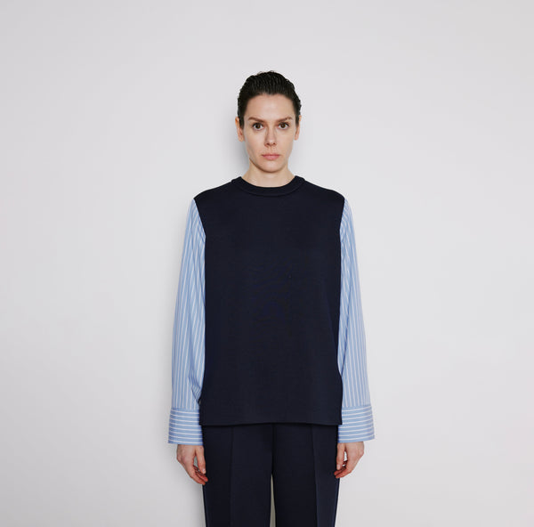 Structured Contrast-Sleeve Top