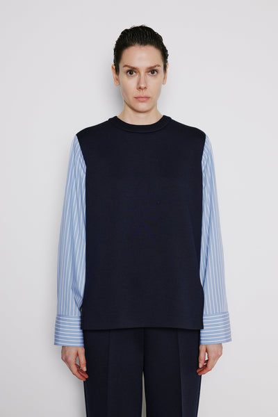 Structured Contrast-Sleeve Top