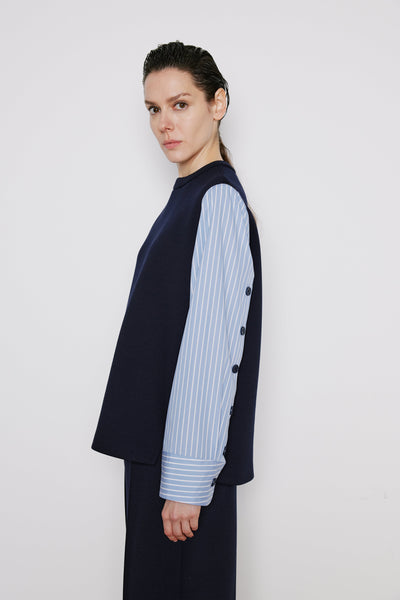 Structured Contrast-Sleeve Top