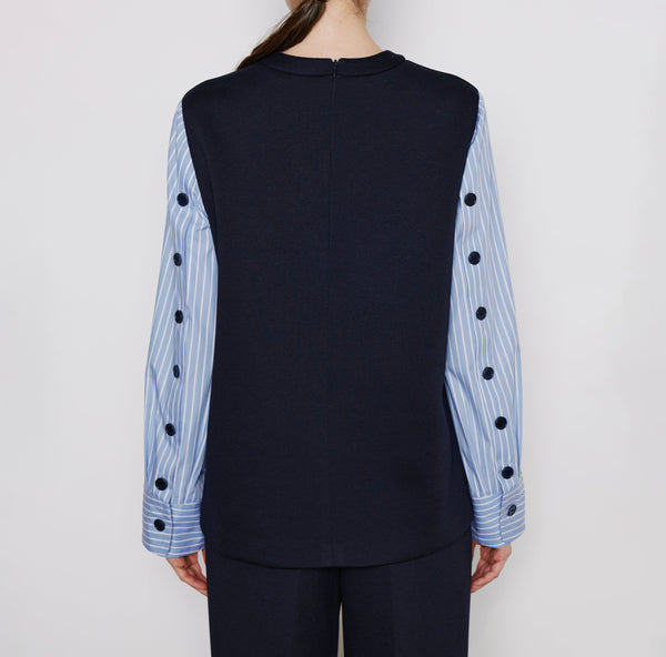 Structured Contrast-Sleeve Top