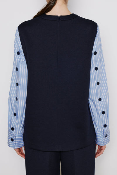 Structured Contrast-Sleeve Top