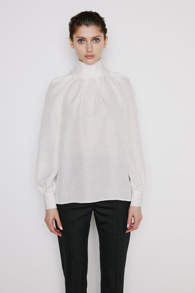 High-Neck Jacquard Blouse