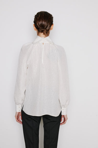 High-Neck Jacquard Blouse