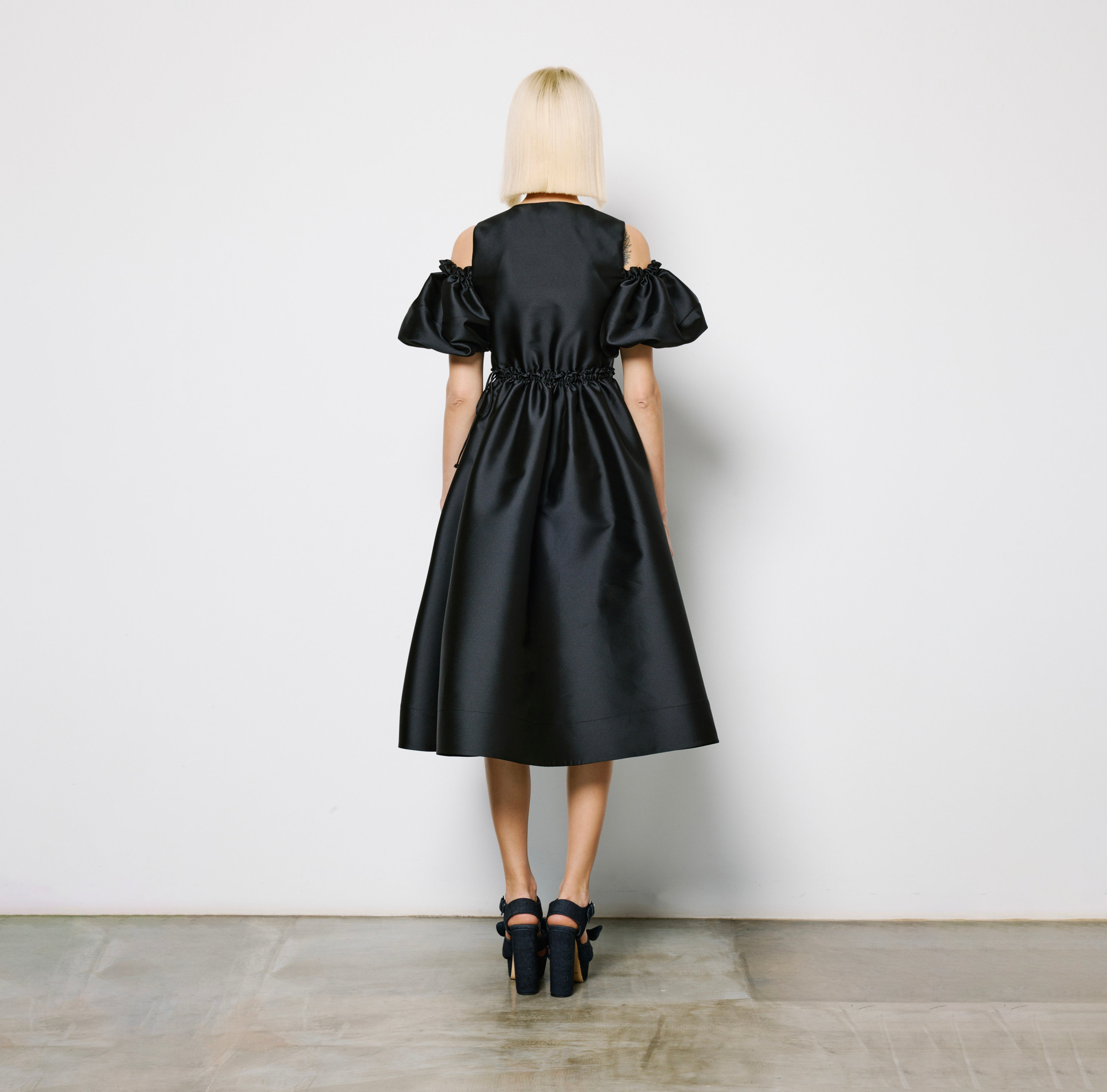Puffy Sleeve Tuxedo Dress