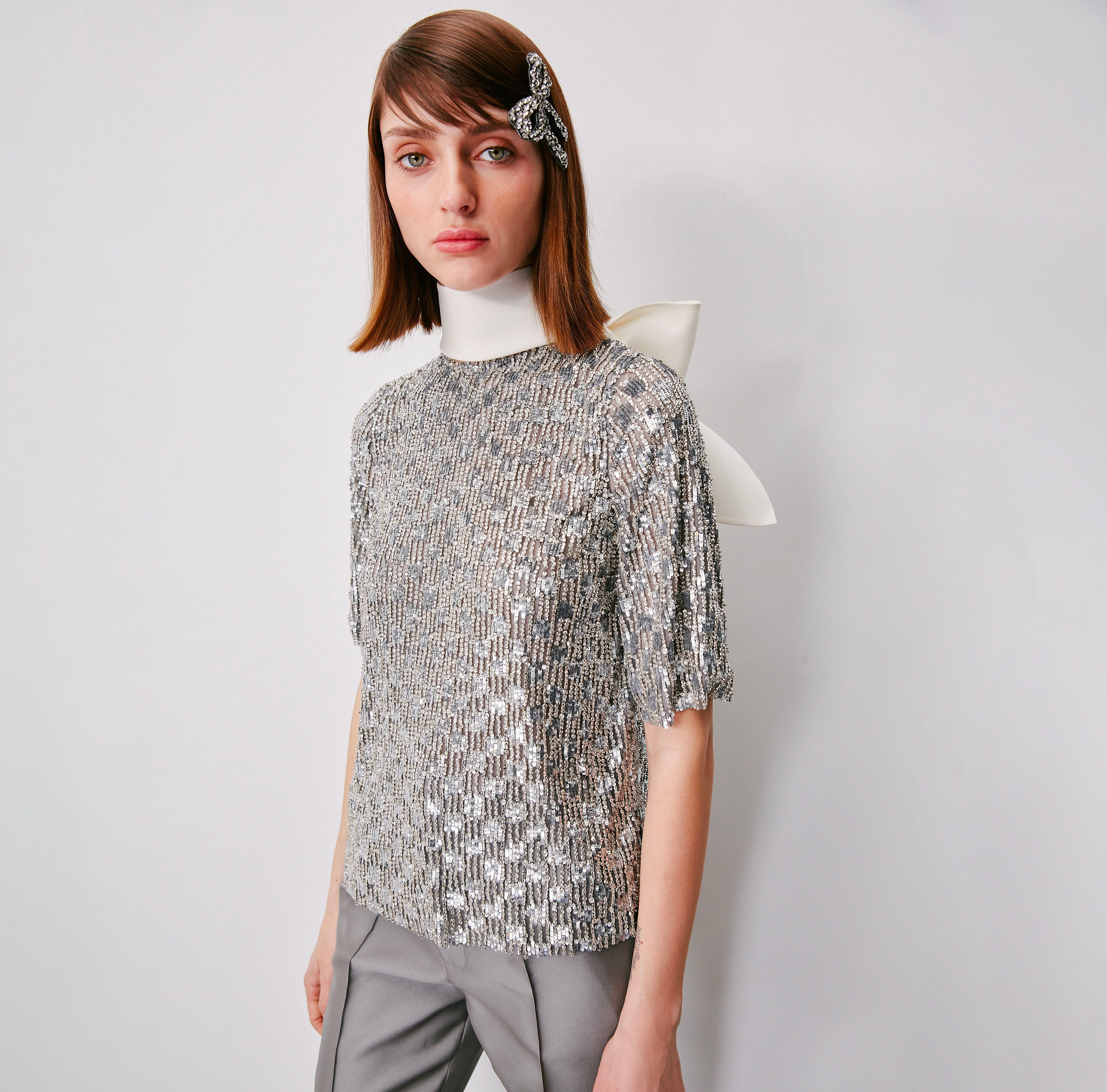 Sculpted Sequin Blouse
