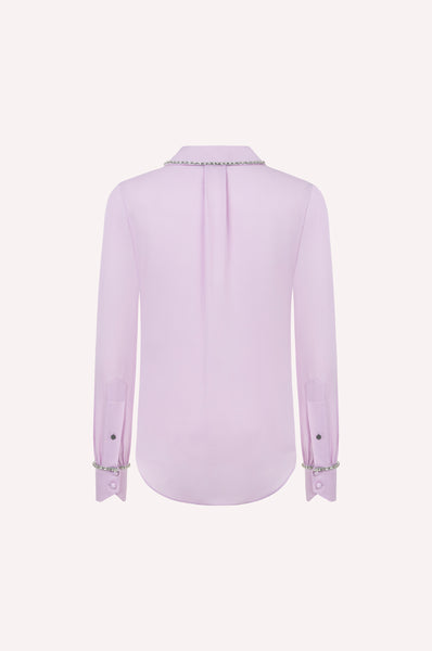 Silk Blouse with Embellished Collar