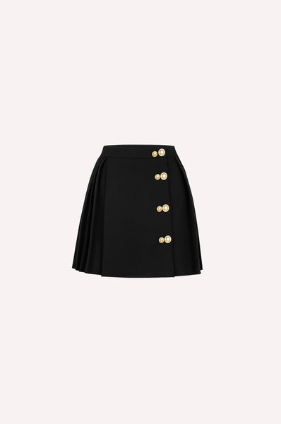 Asymmetrical Buttoned Skirt with Pleat Detail