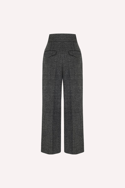 High-Waisted Wool Tweed Trousers