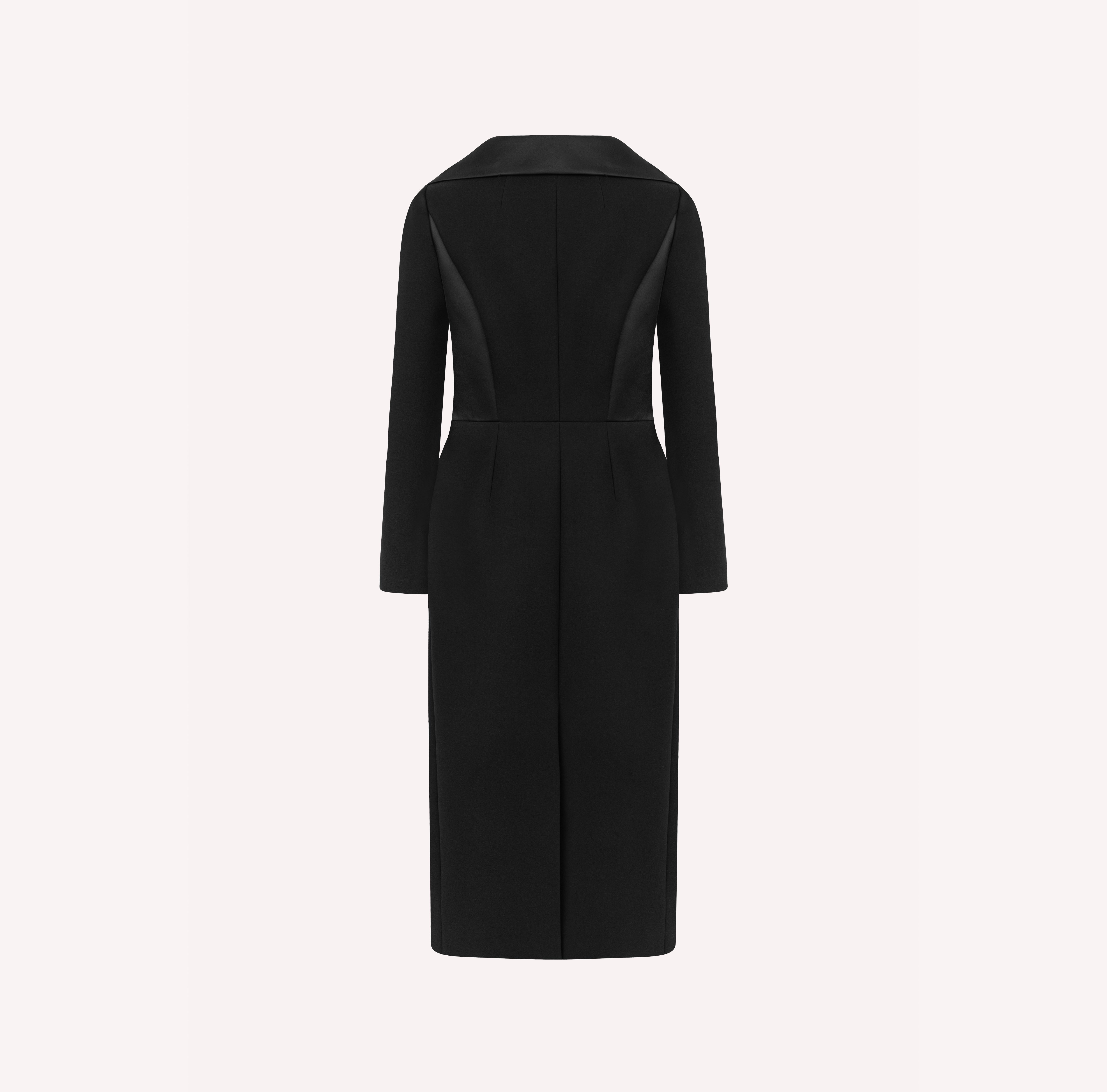Double-Breasted Midi Black Dress