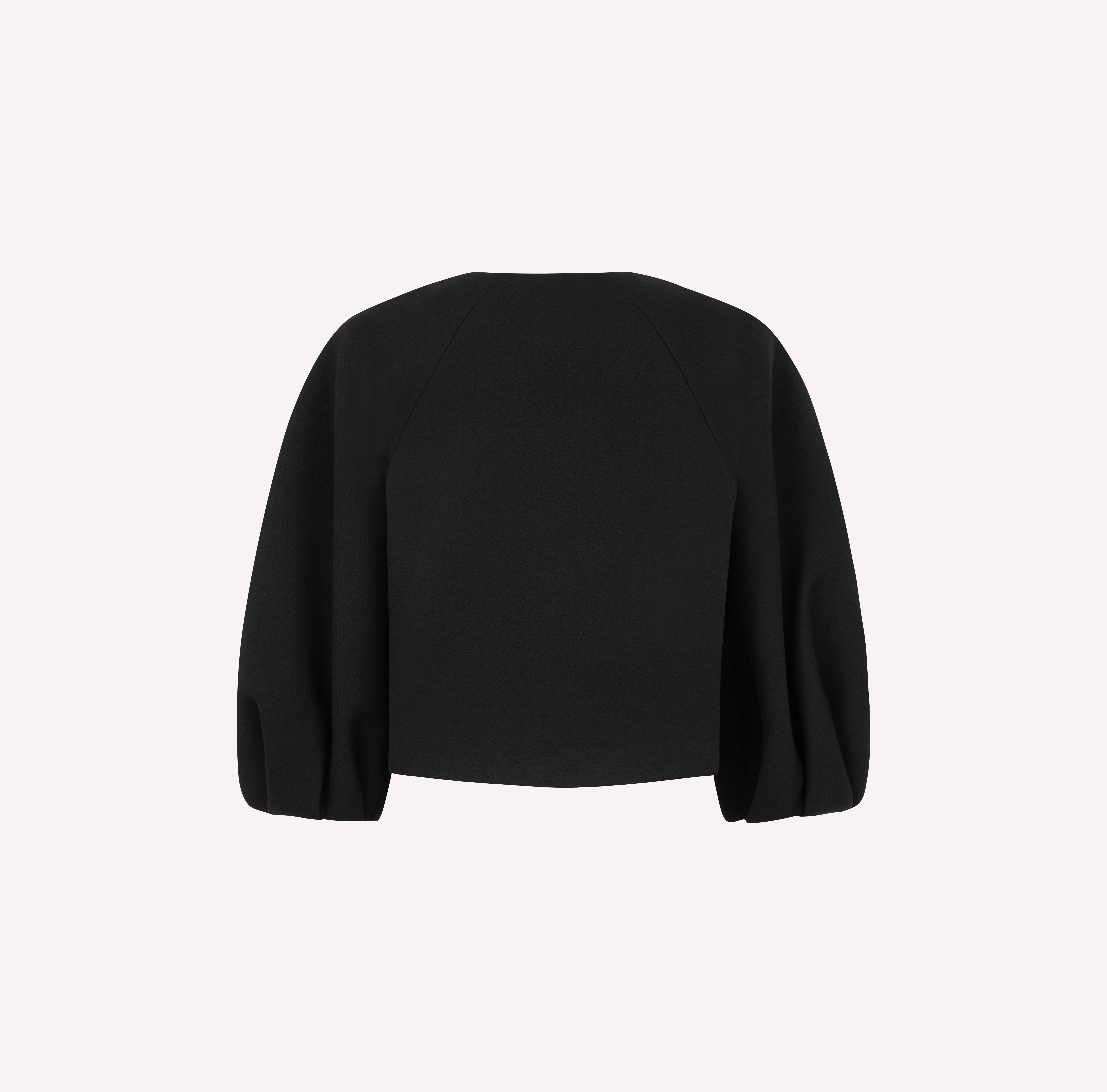 Balloon Sleeve Cropped Jacket with Brooch