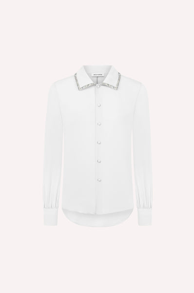 Crystal Collar Cotton Shirt