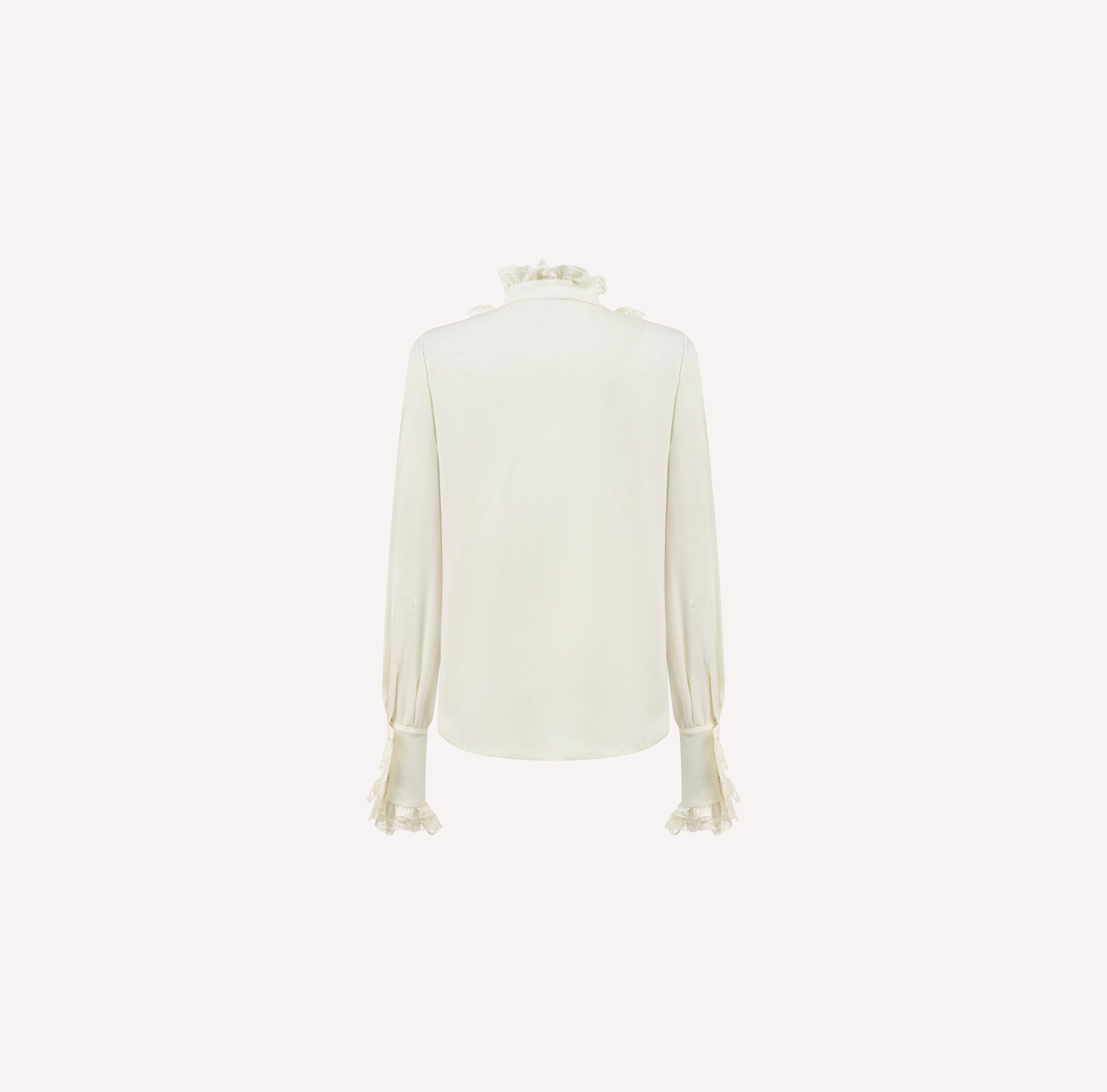 Silk Ruffle Front Shirt