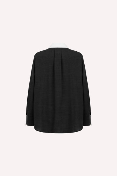 Wool Shirt with Contrast Collar