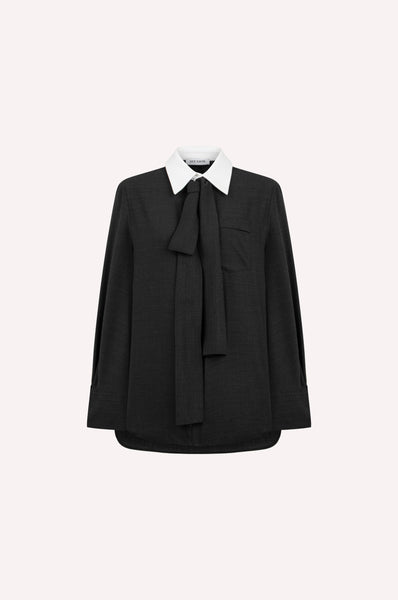 Wool Shirt with Contrast Collar