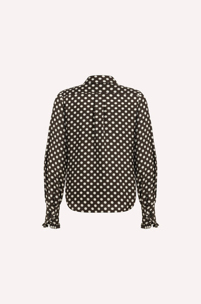 Dots Silk Ruffle Shirt