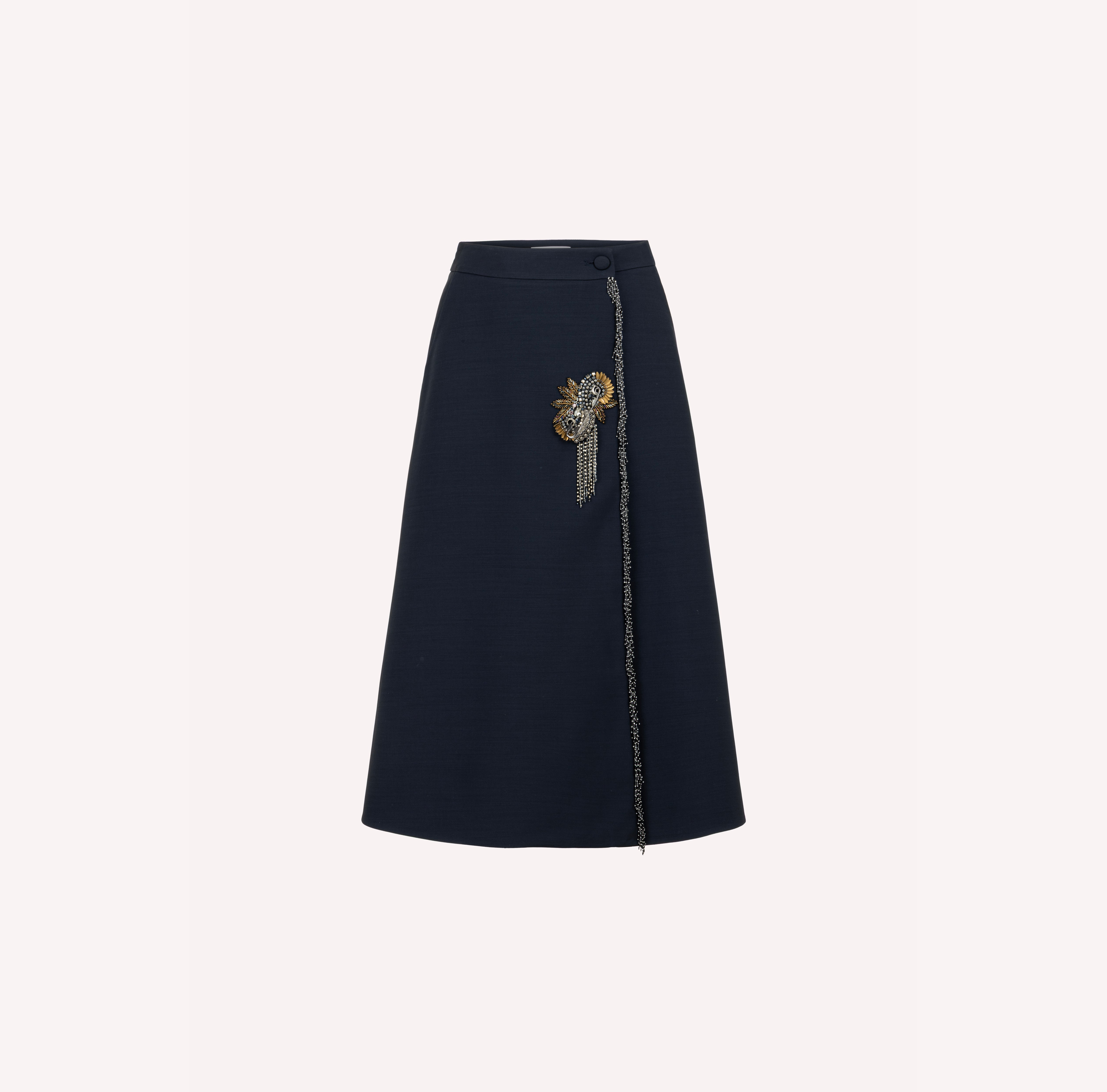 Embellished Wrap Skirt with Pleated Back