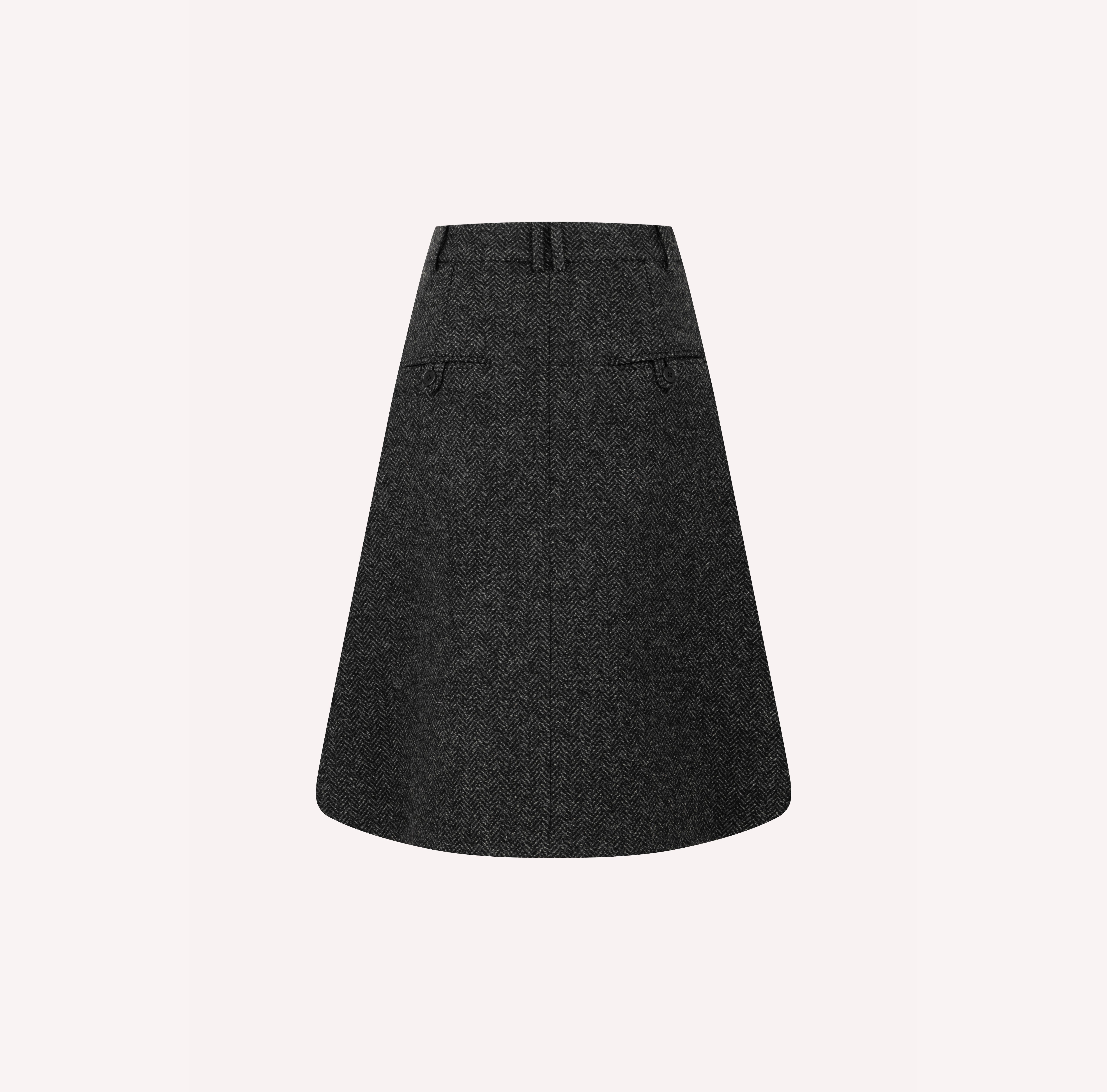 Herringbone A-Line Belted Skirt