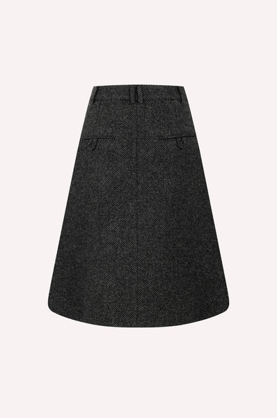 Herringbone A-Line Belted Skirt